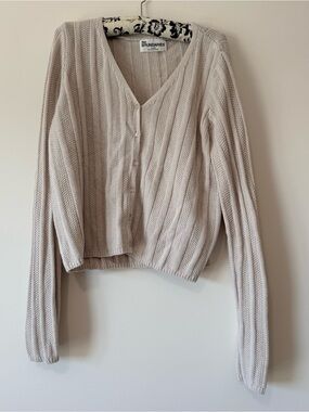 Oversized Cable Knit Boxy Oatmeal Cardigan from No Boundaries Size XL 16/18